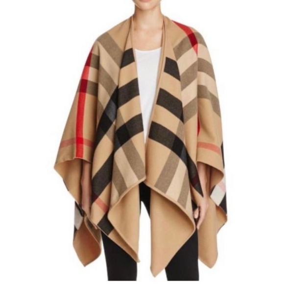 BURBERRY check reversible poncho cape wrap - Picture 2 of 3